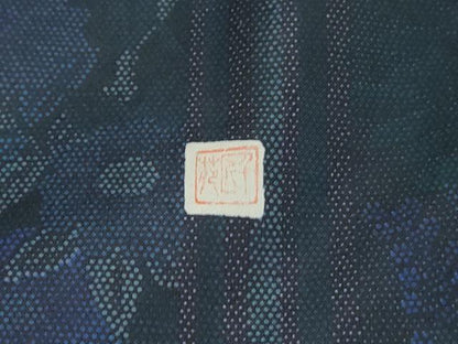 平和屋着物■本場染大島紬　作家物　草花間道　正絹　逸品　DABK3317qa