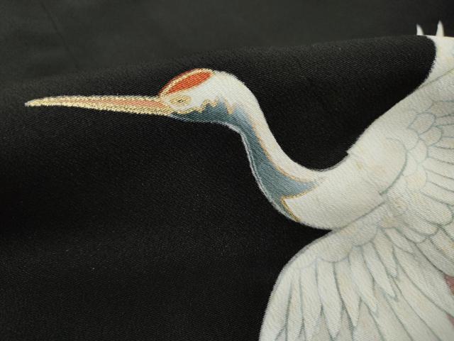 平和屋着物■豪華黒留袖　駒刺繍　飛鶴花松文　枝梅　金彩　正絹　逸品　DABK3320qa
