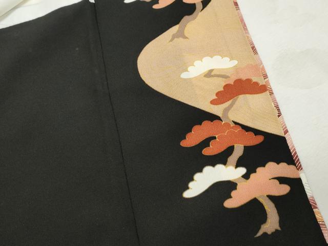 平和屋着物■豪華黒留袖　駒刺繍　飛鶴花松文　枝梅　金彩　正絹　逸品　DABK3320qa
