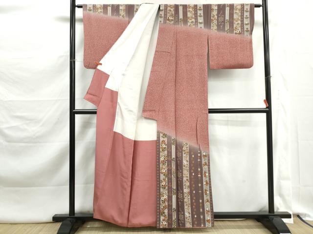 平和屋着物■訪問着　霞花間道　舞蝶文　暈し染め　金彩　正絹　逸品　DABK3329qa