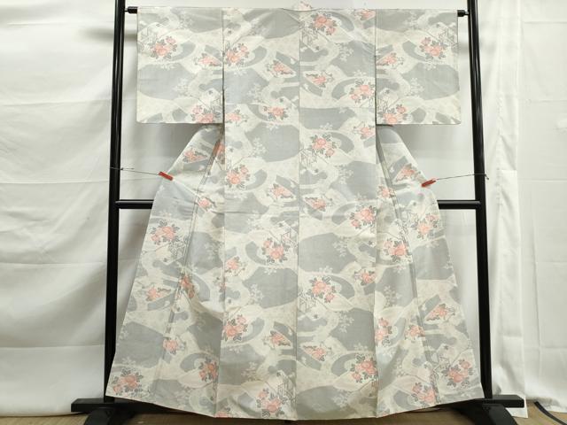 平和屋着物■上質な紬　風景花文　正絹　逸品　DABK3330qa
