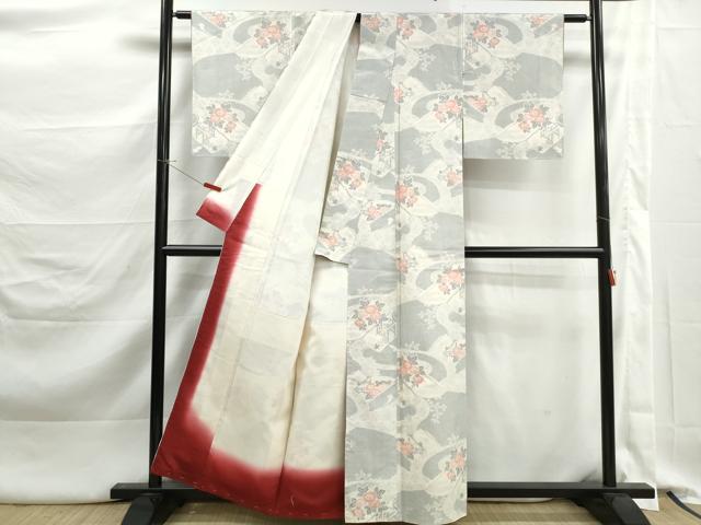 平和屋着物■上質な紬　風景花文　正絹　逸品　DABK3330qa