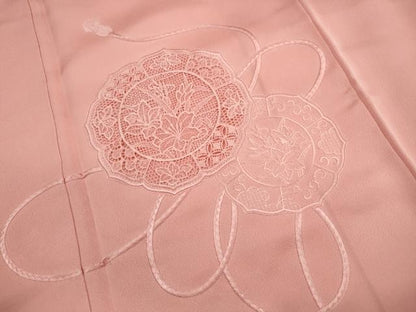 平和屋着物■中国三大刺繍　スワトウ刺繍　汕頭刺繍　総刺繍　色留訪問着　鏡裏地紋　宍色　正絹　逸品　DABK3333qa