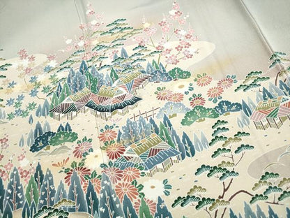 平和屋着物■訪問着　友禅　風景文　暈し染め　正絹　逸品　DABK3335qa
