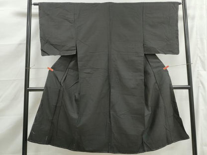 平和屋着物■男性　紬　黒緑色　正絹　逸品　DABK3343qa