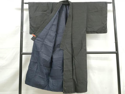 平和屋着物■男性　紬　黒緑色　正絹　逸品　DABK3343qa