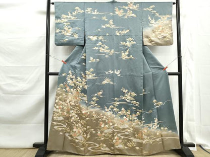 平和屋着物■訪問着　風景花文　松竹梅　暈し染め　金彩　正絹　逸品　DABK3345qa