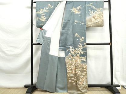 平和屋着物■訪問着　風景花文　松竹梅　暈し染め　金彩　正絹　逸品　DABK3345qa