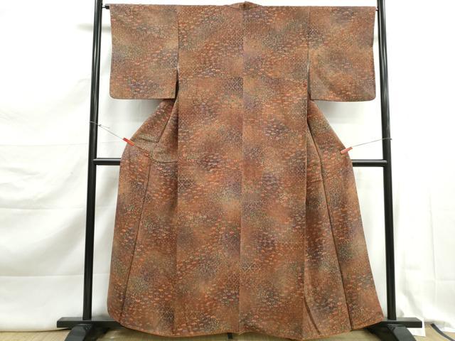 平和屋着物■上質な小紋　亀甲花文　暈し染め　正絹　逸品　DABK3348qa
