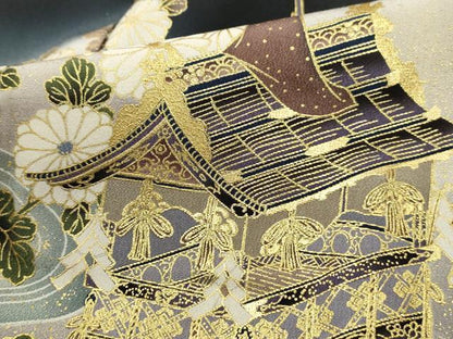 平和屋着物■豪華黒留袖　作家物　流水風景花文　暈し染め　金彩　正絹　逸品　DABK3349qa