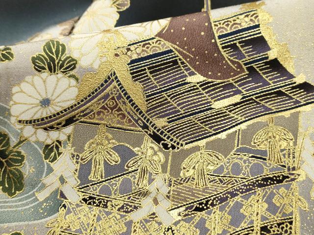 平和屋着物■豪華黒留袖　作家物　流水風景花文　暈し染め　金彩　正絹　逸品　DABK3349qa