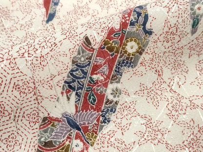 平和屋着物■上質な小紋　切嵌吉祥花鳥文　正絹　逸品　DABK3351qa