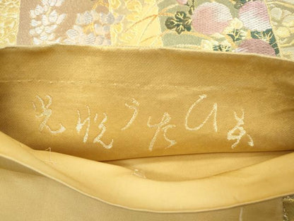 平和屋着物◎六通柄袋帯　唐織　短冊花文　光悦うたひ本　金銀糸　正絹　逸品　DABK3363qa