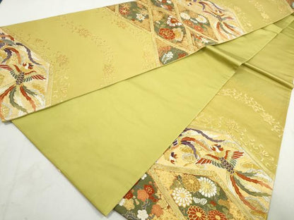 平和屋着物◎六通柄袋帯　唐織　天井花鳥文　鳳凰　金銀糸　正絹　逸品　DABK3366qa