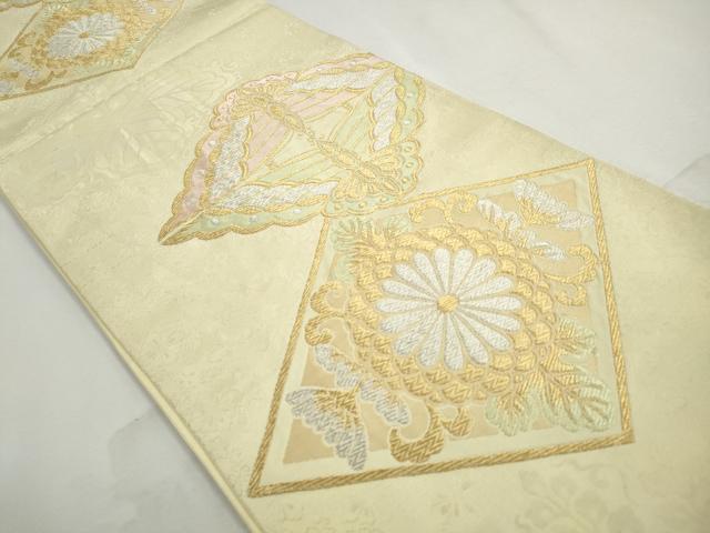 平和屋着物◎六通柄袋帯　双蝶花文　桐　こま錦　金銀糸　正絹　逸品　DABK3374qa