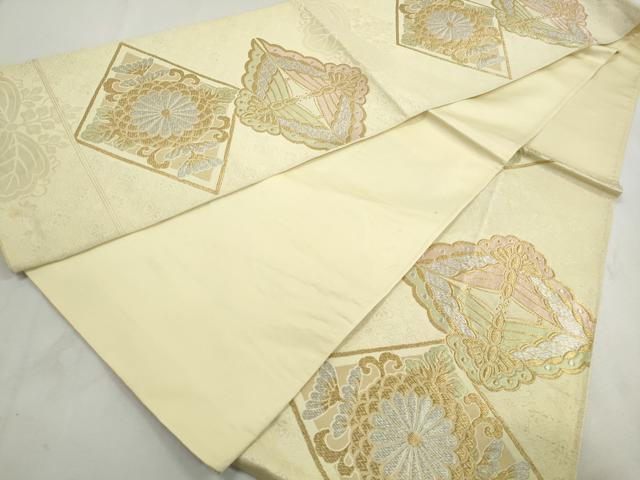 平和屋着物◎六通柄袋帯　双蝶花文　桐　こま錦　金銀糸　正絹　逸品　DABK3374qa