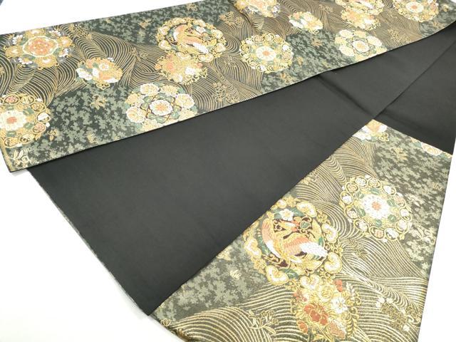 平和屋着物◎六通柄袋帯　竹屋町刺繍　正倉院花鳥文　金糸　引箔　正絹　逸品　DABK3392qa