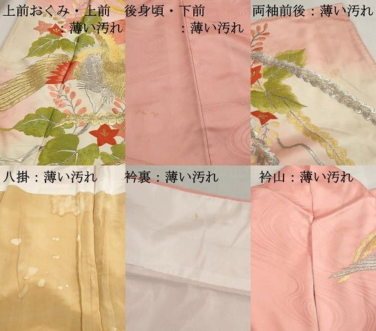平和屋着物■訪問着　総刺繍　流水鳳凰文　暈し染め　金銀糸　正絹　逸品　DABK3404qa