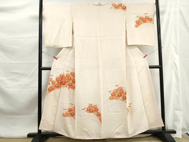 平和屋着物■訪問着　駒刺繍　草花文　金彩　正絹　逸品　DABK3407qa