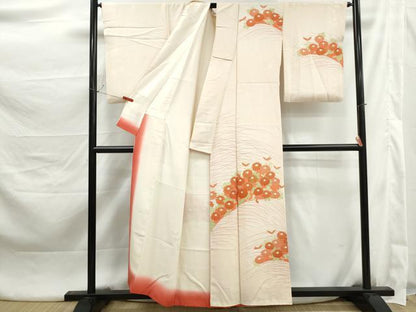 平和屋着物■訪問着　駒刺繍　草花文　金彩　正絹　逸品　DABK3407qa