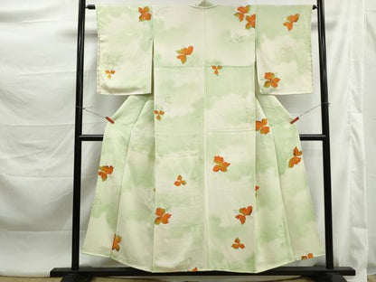 平和屋着物■上質な小紋　舞花文　地紋起こし　暈し染め　正絹　逸品　DABK3408qa