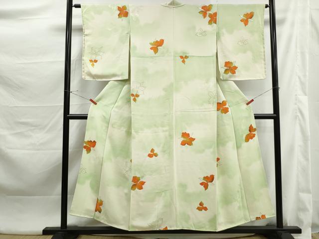 平和屋着物■上質な小紋　舞花文　地紋起こし　暈し染め　正絹　逸品　DABK3408qa