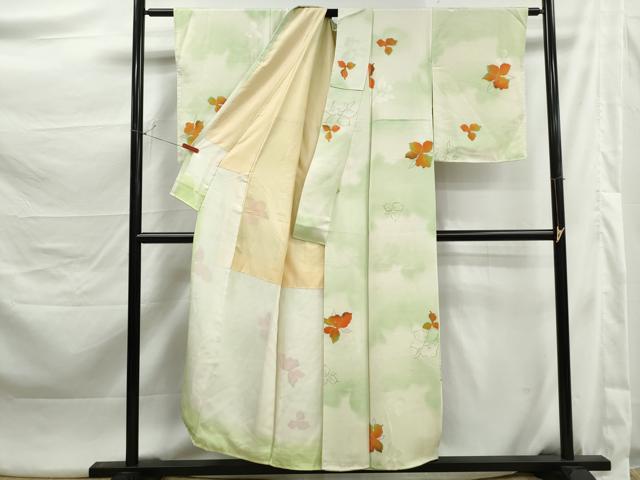 平和屋着物■上質な小紋　舞花文　地紋起こし　暈し染め　正絹　逸品　DABK3408qa