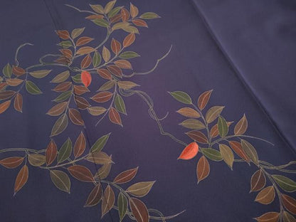 平和屋着物■訪問着　刺繍　枝葉文　正絹　逸品　DABK3411qa