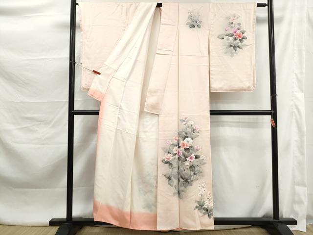 平和屋着物■訪問着　手描き　草花文　暈し染め　正絹　逸品　DABK3416qa