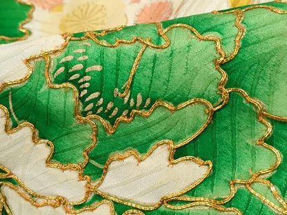 平和屋着物■豪華振袖　駒刺繍　絞り　雲取り扇面花文　牡丹　金彩　正絹　逸品　DABK3421qa