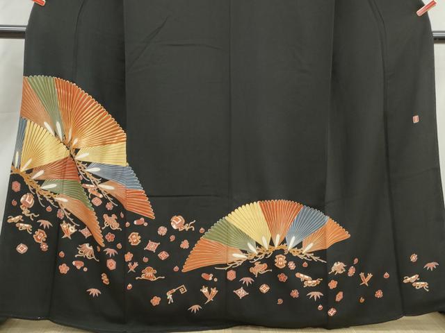 平和屋着物■豪華黒留袖　作家物　駒刺繍　吉祥枝松文　金彩　正絹　逸品　DABK3425qa