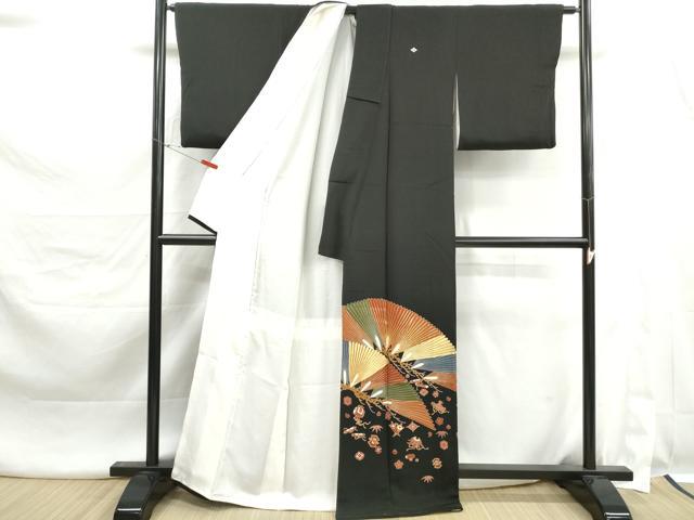平和屋着物■豪華黒留袖　作家物　駒刺繍　吉祥枝松文　金彩　正絹　逸品　DABK3425qa