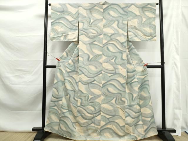 平和屋着物■上質な小紋　地紋起こし　流水文　暈し染め　正絹　逸品　DABK3431qa