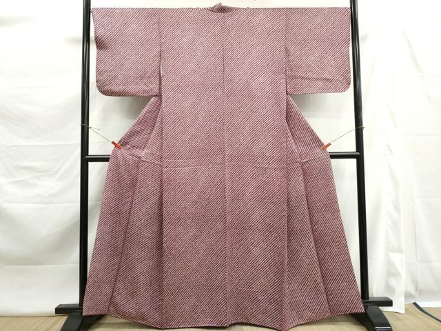 平和屋着物■上質な小紋　斜縞文　正絹　逸品　DABK3438qa