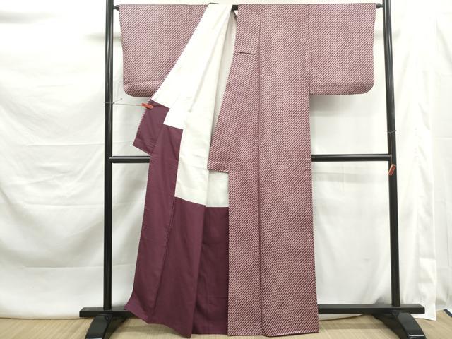 平和屋着物■上質な小紋　斜縞文　正絹　逸品　DABK3438qa