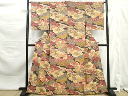 平和屋着物■上質な小紋　雲取り花文　正絹　逸品　DABK3439qa