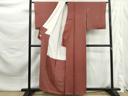 平和屋着物■上質な色無地　舞楓地紋　栗皮茶色　やまと誂製　正絹　逸品　DABK3449qa