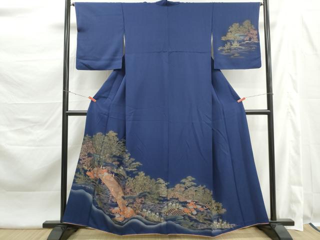 平和屋着物■訪問着　渡橋風景花文　暈し染め　金彩　正絹　逸品　DABK3453qa