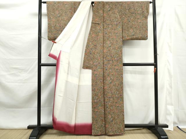 平和屋着物■上質な小紋　更紗花鳥文　鳳凰　正絹　逸品　DABK3457qa