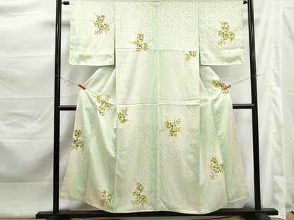 平和屋着物■上質な小紋　枝葉文　暈し染め　正絹　逸品　DABK3458qa