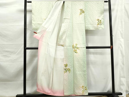 平和屋着物■上質な小紋　枝葉文　暈し染め　正絹　逸品　DABK3458qa