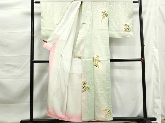 平和屋着物■上質な小紋　枝葉文　暈し染め　正絹　逸品　DABK3458qa
