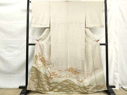 平和屋着物■豪華色留袖　駒刺繍　誰が袖花文　立波　金彩　正絹　逸品　DABK3460qa
