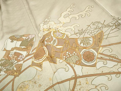 平和屋着物■豪華色留袖　駒刺繍　誰が袖花文　立波　金彩　正絹　逸品　DABK3460qa