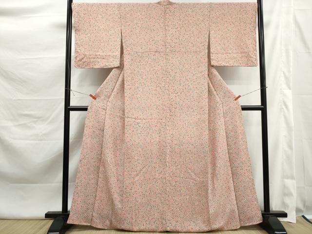 平和屋着物■上質な小紋　枝梅文　鬼しぼ縮緬　正絹　逸品　DABK3462qa