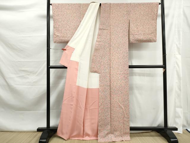 平和屋着物■上質な小紋　枝梅文　鬼しぼ縮緬　正絹　逸品　DABK3462qa