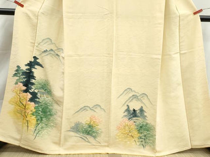 平和屋着物■訪問着　風景樹林文　正絹　逸品　DABK3463qa