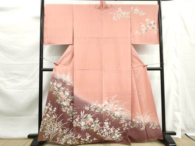 平和屋着物■訪問着　草花文　暈し染め　金彩　正絹　逸品　未使用　DABK3464qa