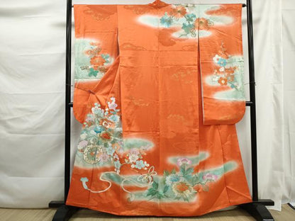 平和屋着物■豪華振袖　総刺繍　駒刺繍　花車文　暈し染め　金銀糸　正絹　逸品　DABK3477qa