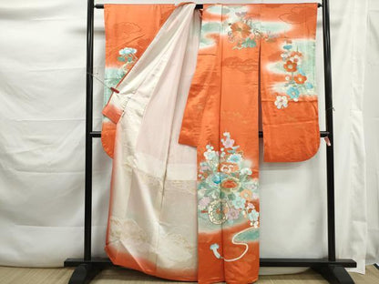 平和屋着物■豪華振袖　総刺繍　駒刺繍　花車文　暈し染め　金銀糸　正絹　逸品　DABK3477qa